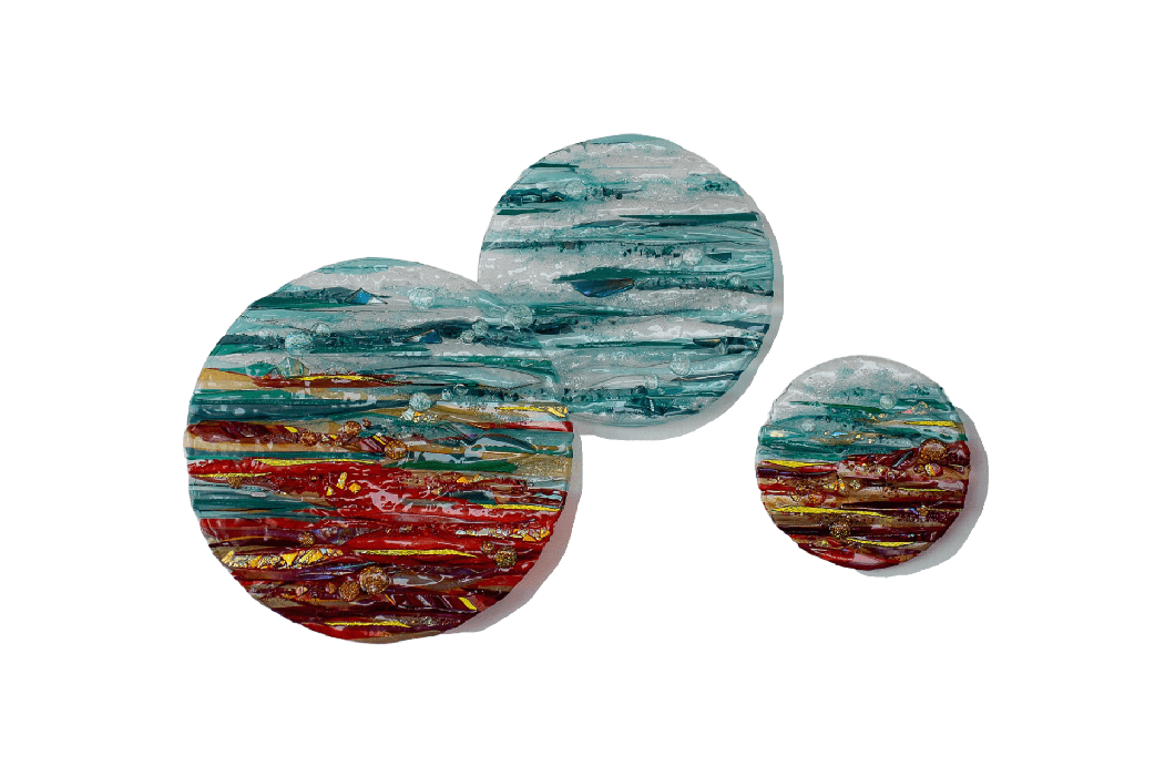 Sunset in Turqs  3 PIECES: 24”, 17”, 12” in diameter. Private residence 